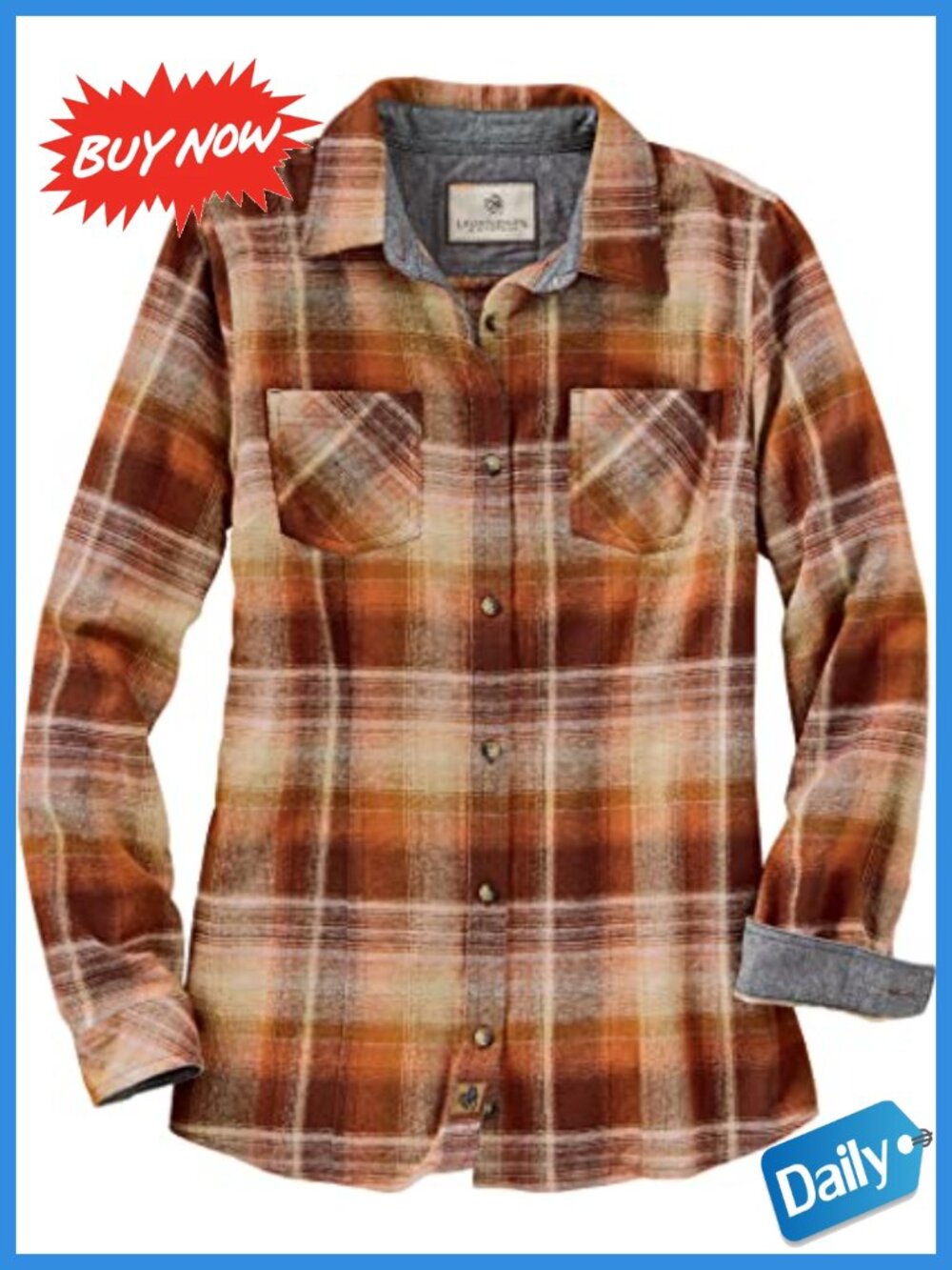 Women's Flannel Shirt 100% Cotton Long Sleeve Button Up Casual